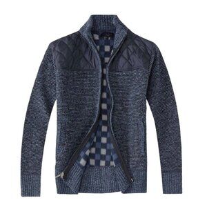 Gioberti Mens Knitted Cardigan Jacket Full Zip Sweater Melange Blue Size M